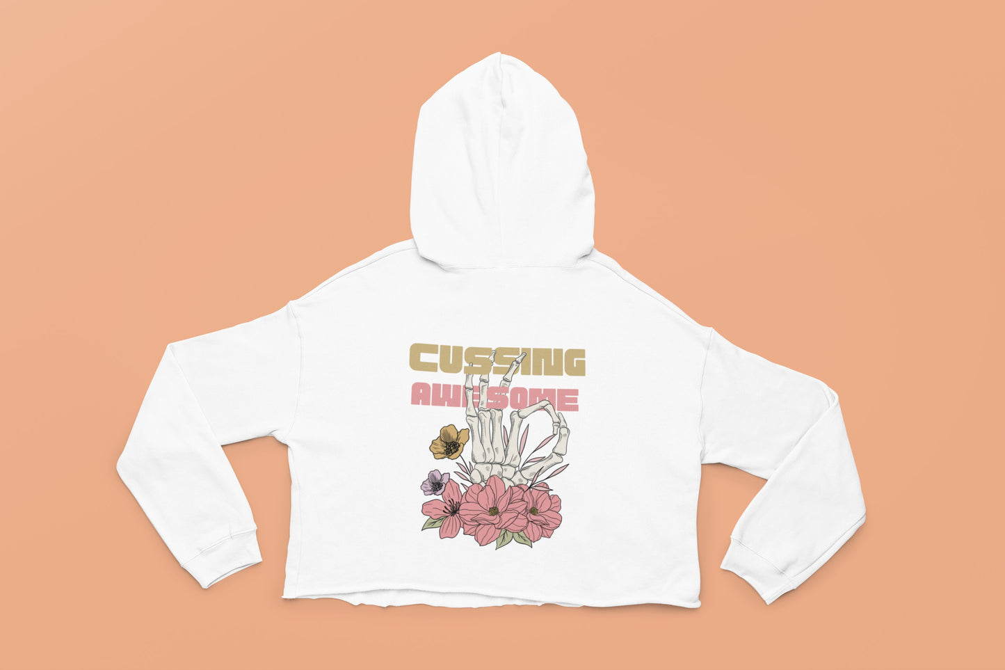 Cussing Awesome - Cropped Oversize Hoodie - Front&Back - Flujo