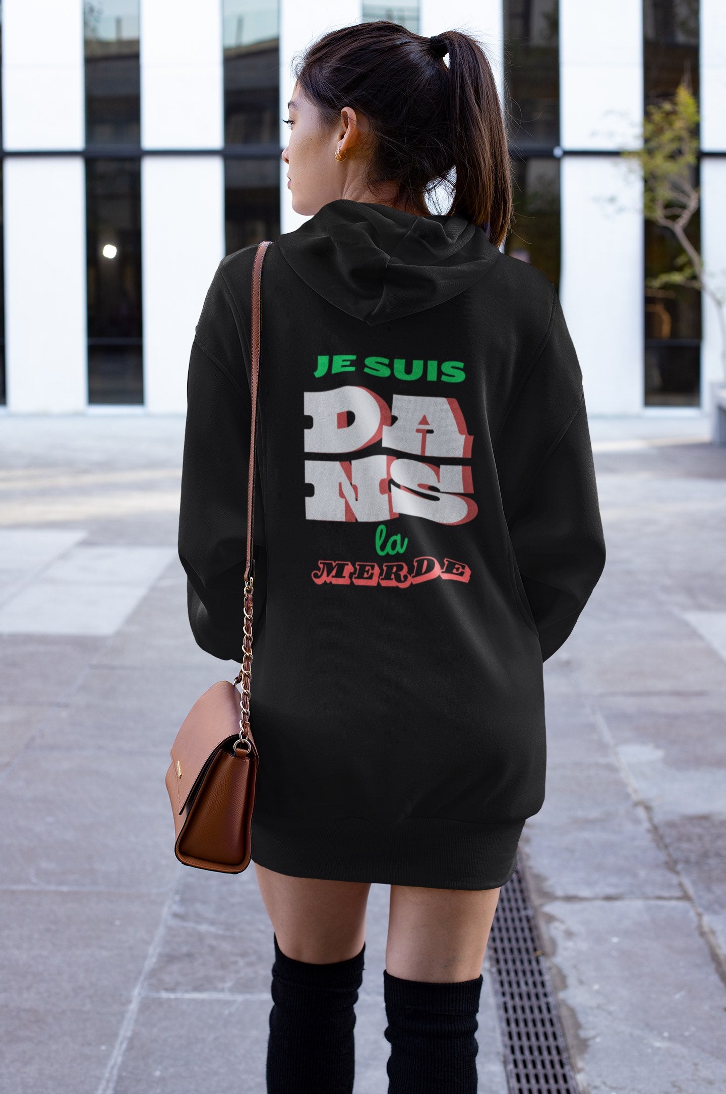 Dans La Merde - Extra Long Hoodie - Front&Back - Flujo