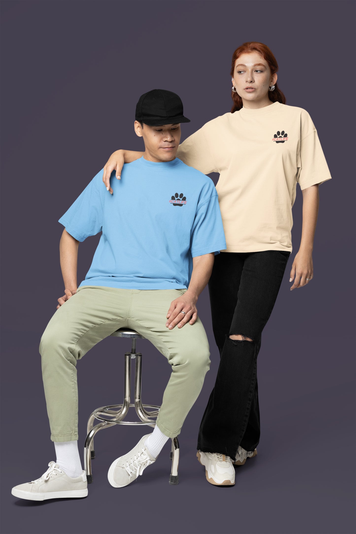 #Catlife 🐈 - Oversized Unisex Tee - Front/Back - Flujo