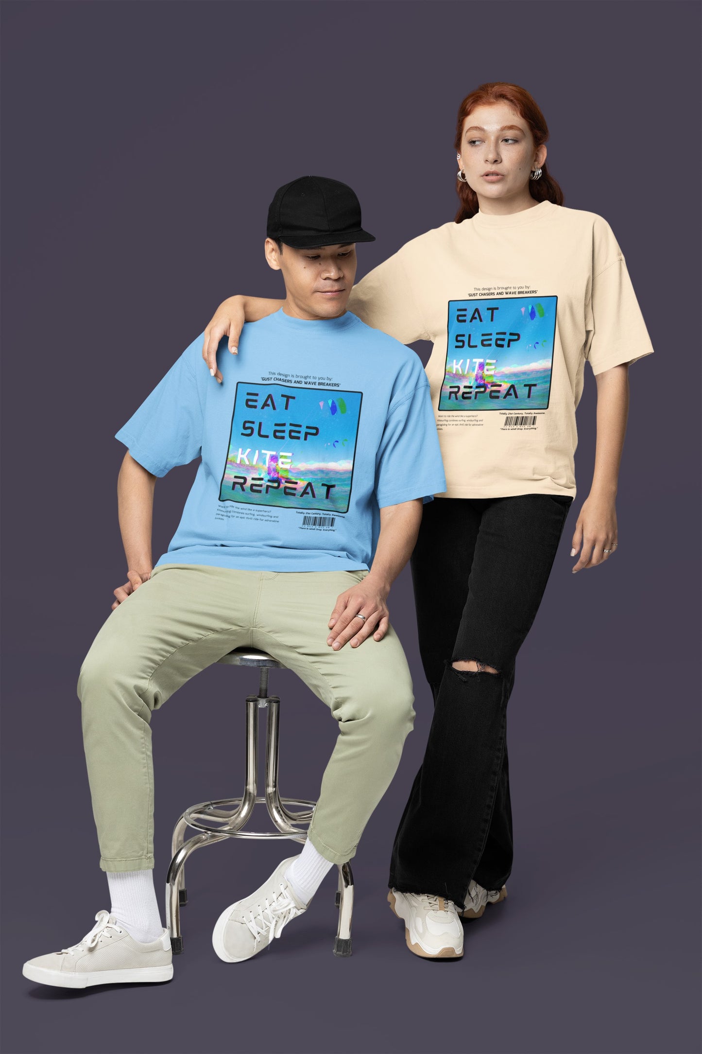 Kite, Repeat - Oversized Unisex Tee - Front - Flujo