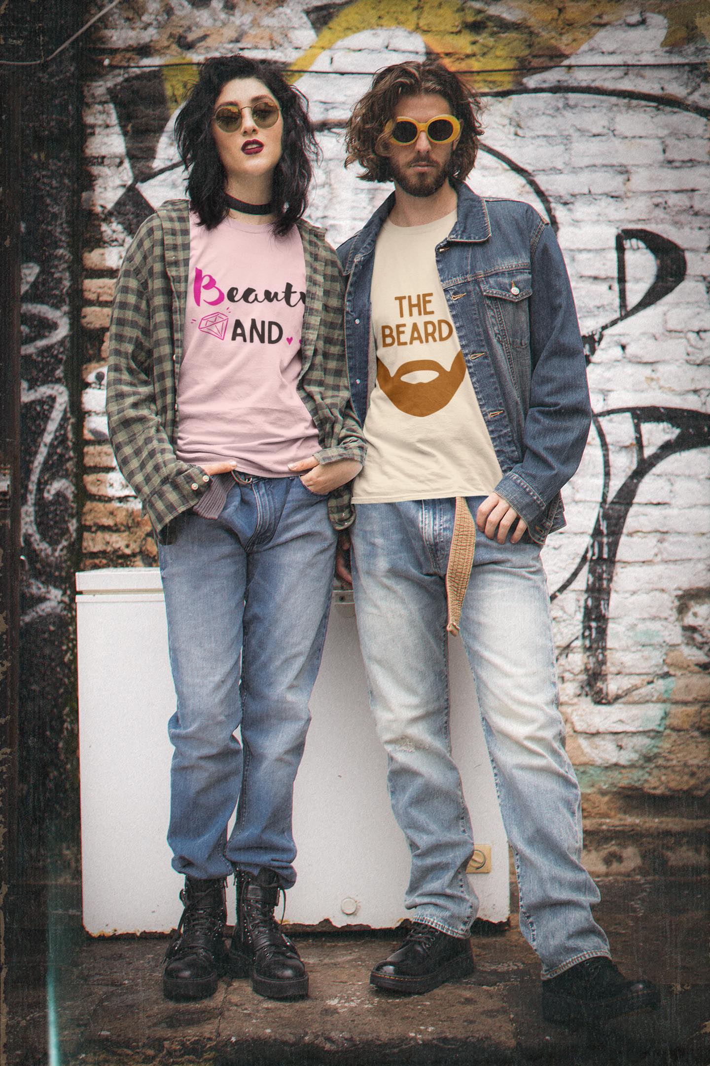 Beauty & The Beard 💎 🧔 - Oversized Unisex Tee - Front - Flujo