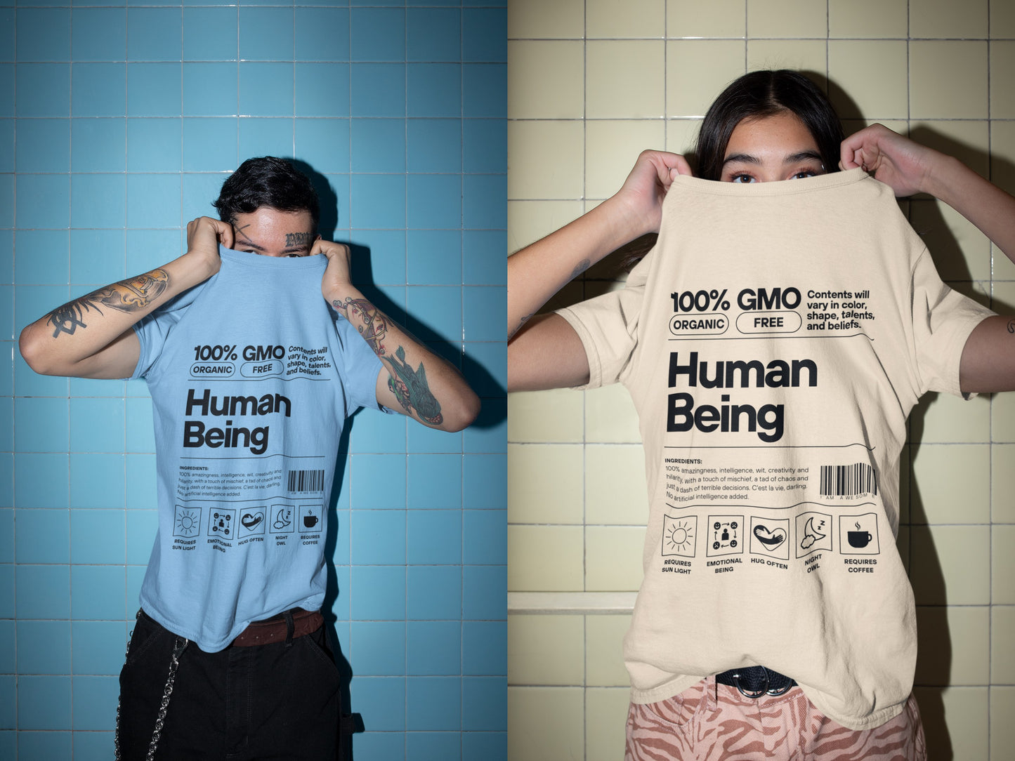 100% Human 💪🏽 - Oversized Unisex Tee - Front/Back - Flujo