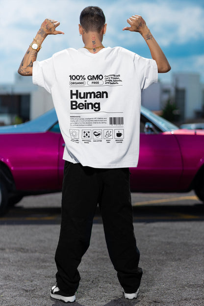 100% Human 💪🏽 - Oversized Unisex Tee - Front/Back