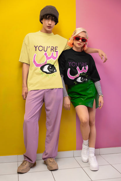 YAS Eyeit 🧡- Oversized Unisex Tee - Front