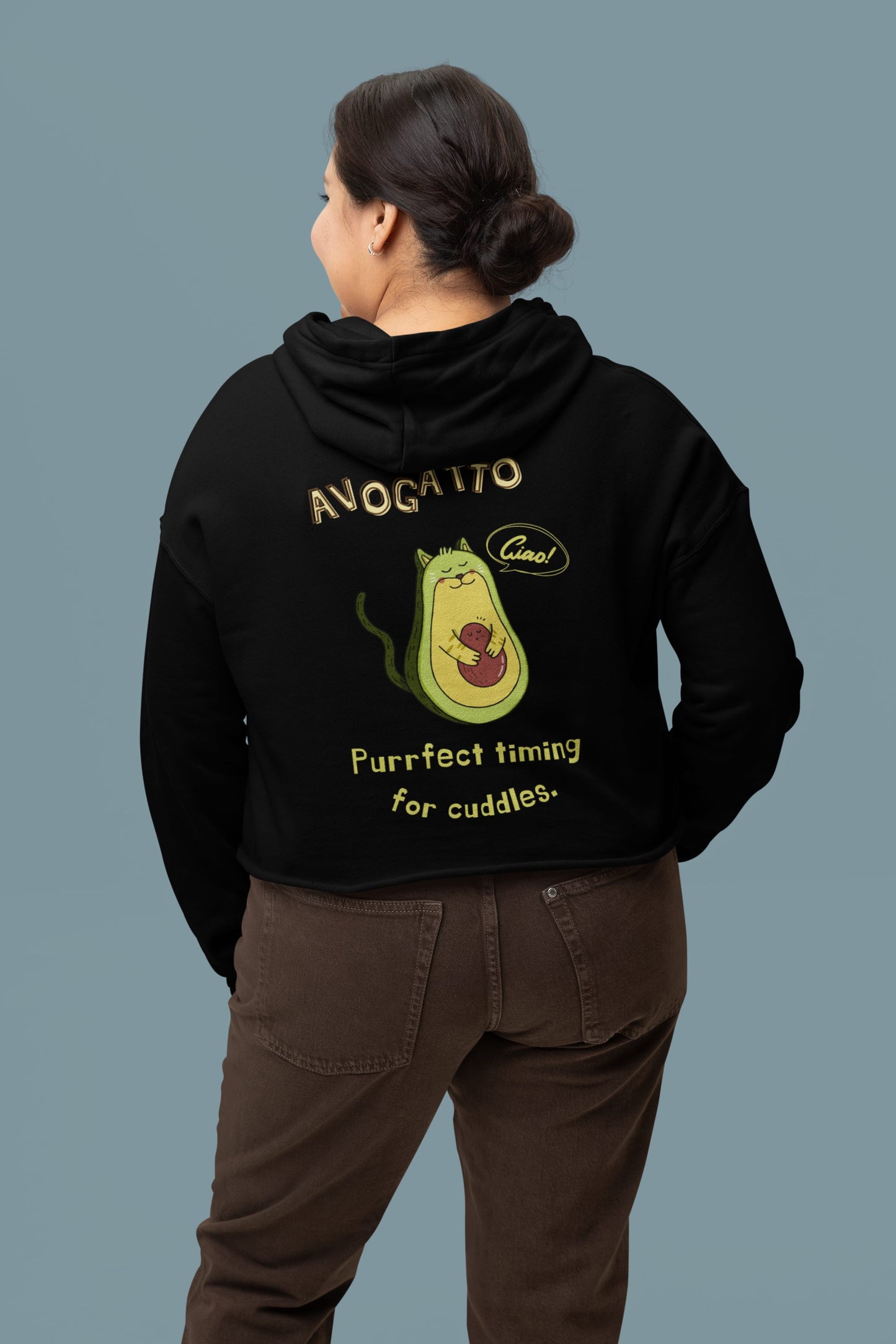 Avogatto - Cropped Oversize Hoodie - Front&Back