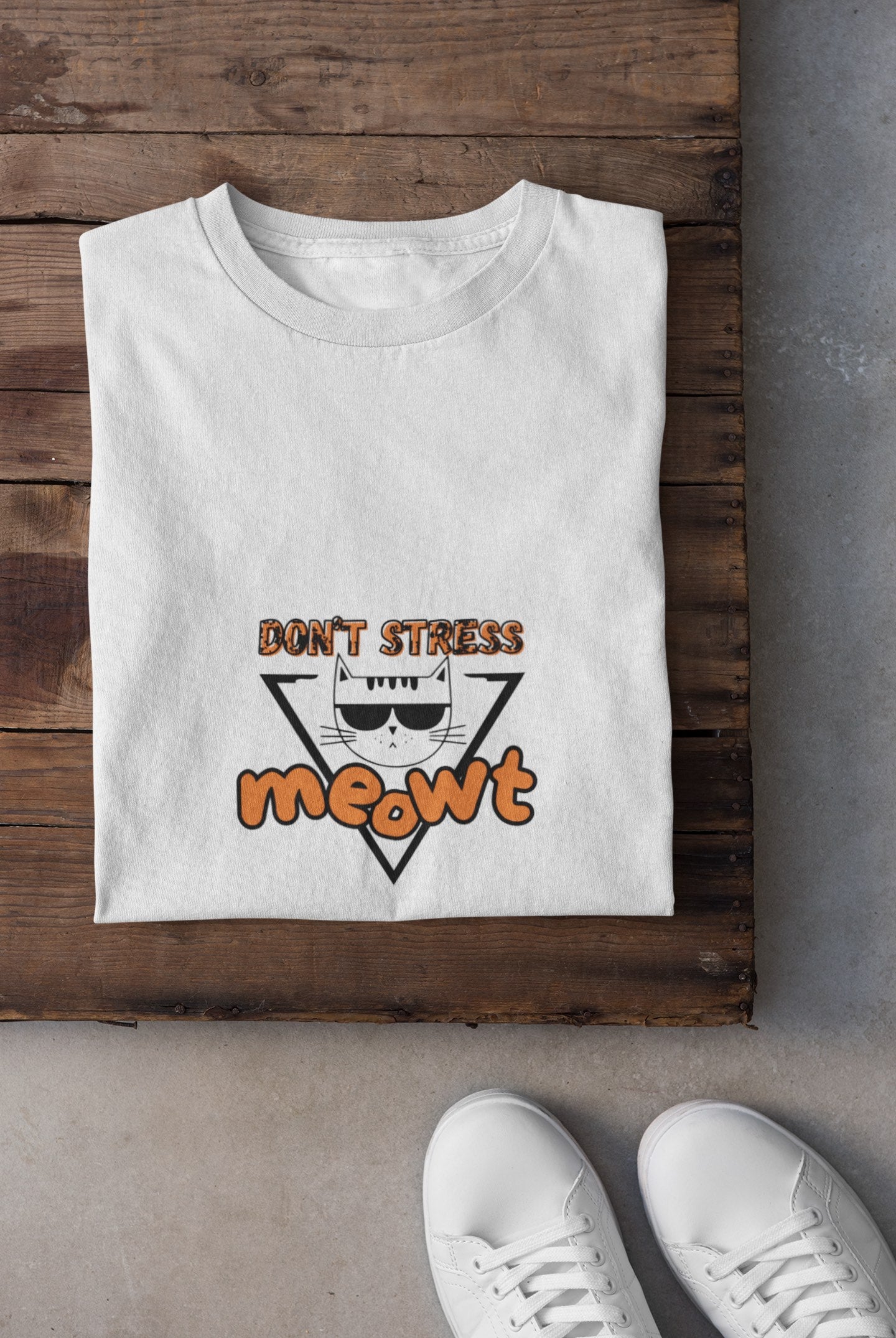 Don't Stress Meowt 🐱 - Oversized Unisex Tee - Front&Back