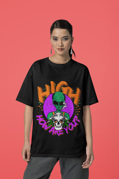 High HRU? 👽  - Oversized Unisex Tee - Front