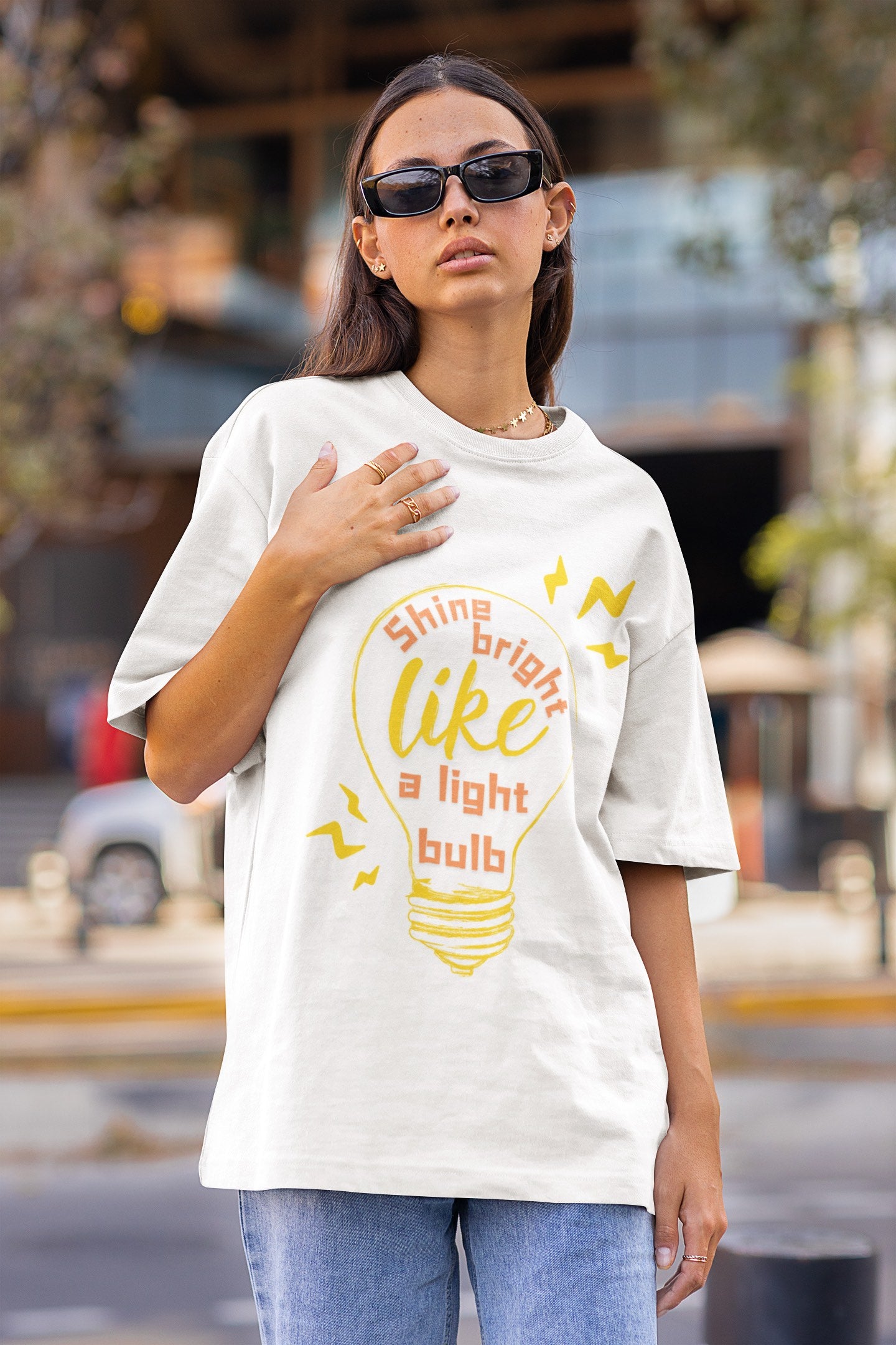 Shine Bright Like A Light Bulb💡- Oversized Unisex Tee - Front